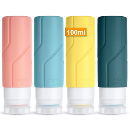 OSDUE Silicone Travel Bottles 4-Pack 100ml Leak-Proof Refillable
