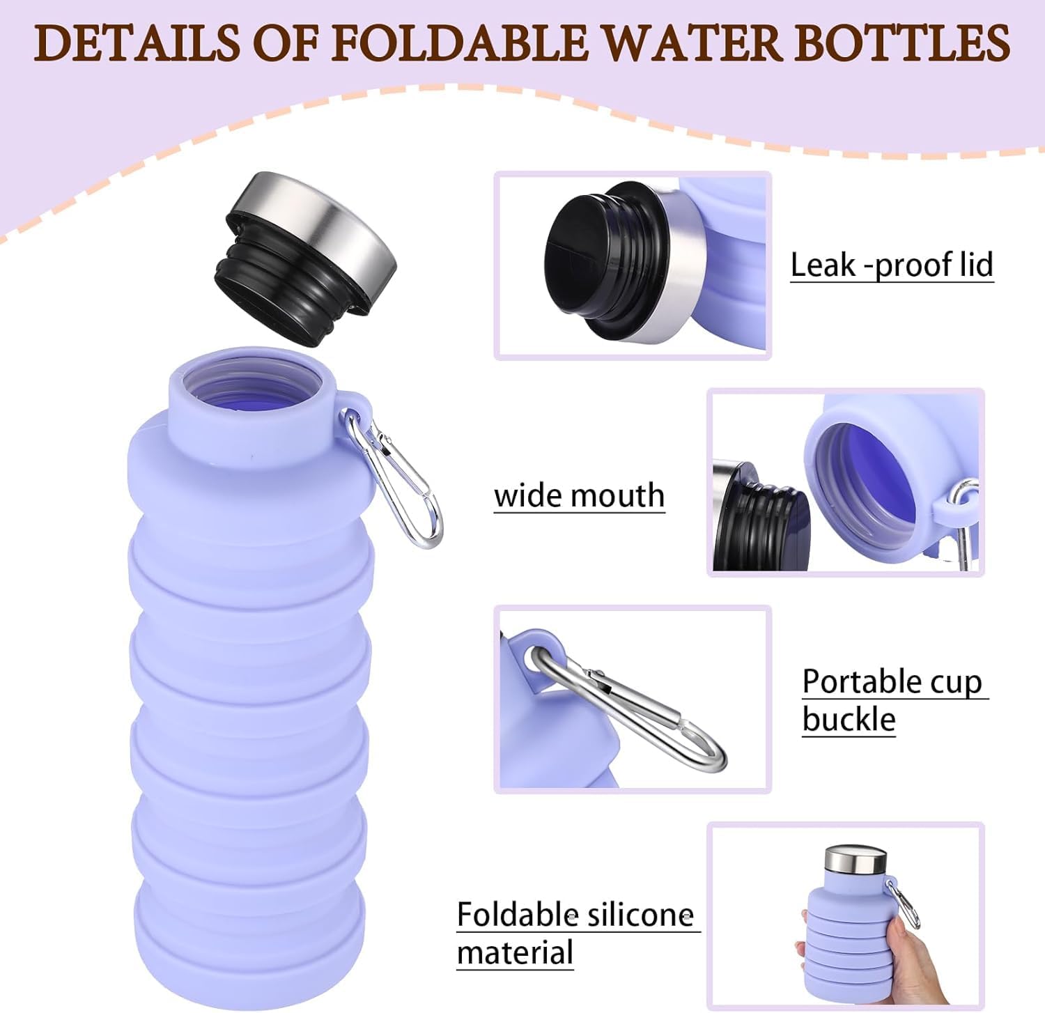 YelaJoy 17oz Collapsible Silicone Water Bottle with Leakproof Buckle