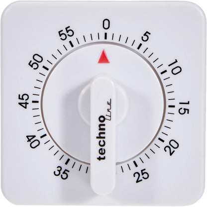 Technoline KZW Analog White Mechanical 60-Minute Kitchen Timer for Cooking Baking