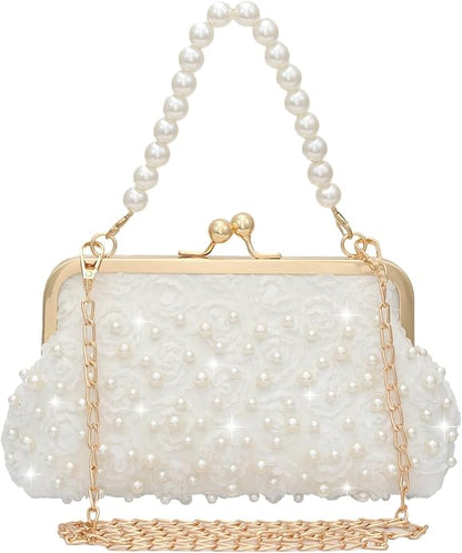 YEBON Pearl-Embellished Elegant Evening Clutch Bag for Weddings