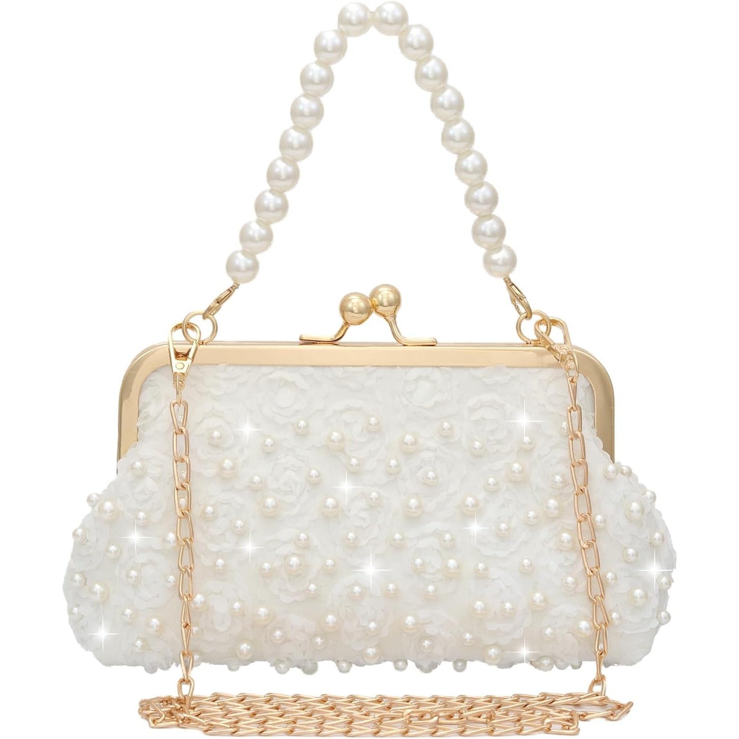 YEBON Pearl-Embellished Elegant Evening Clutch Bag for Weddings