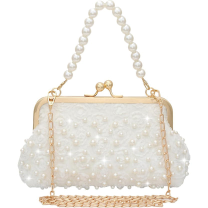 YEBON Pearl-Embellished Elegant Evening Clutch Bag for Weddings