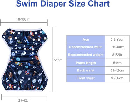Vicloon Reusable Swimming Nappy – 2 Pack Adjustable Baby Swim Diapers
