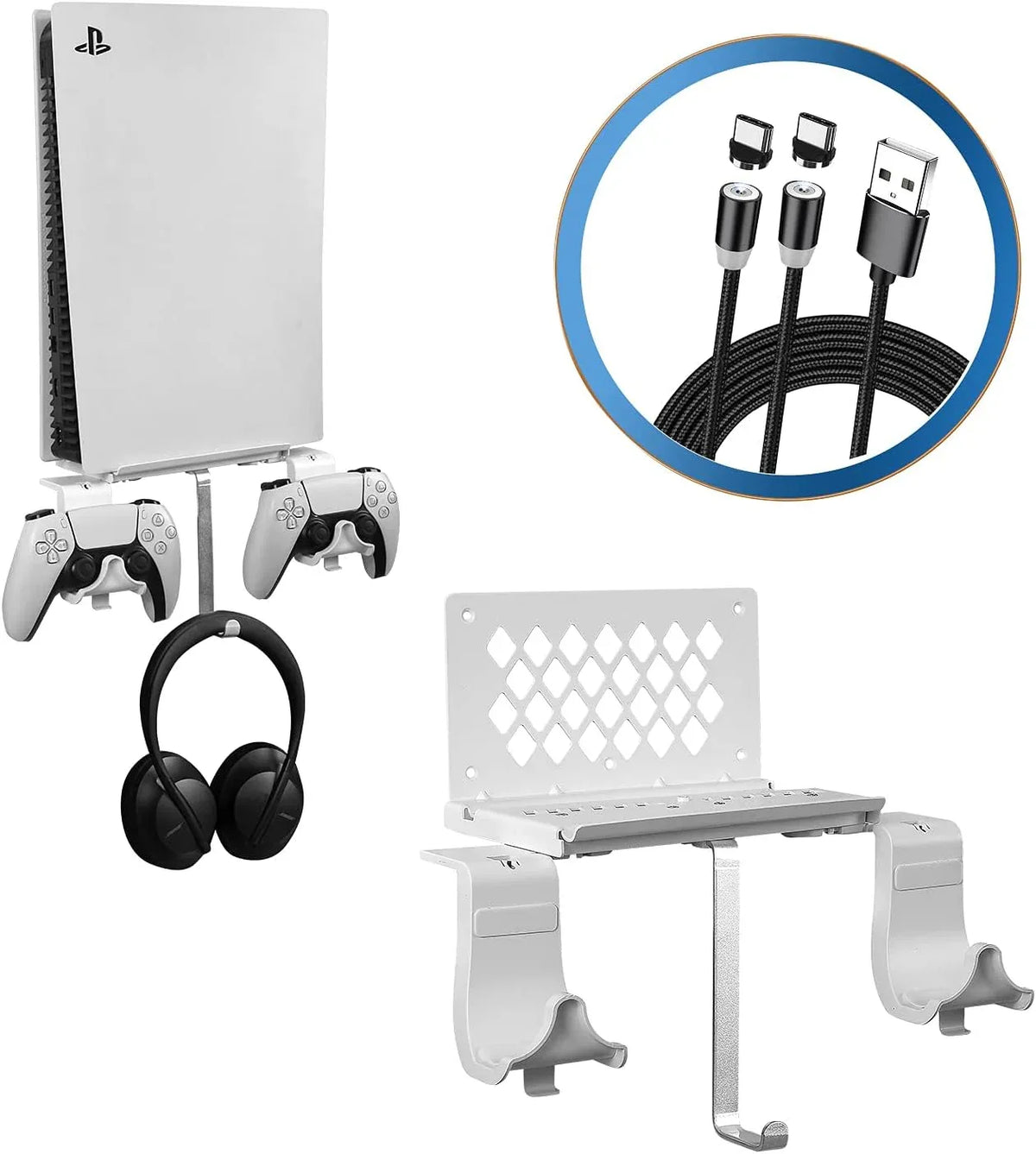 Hosanwell PS5 Metal Wall Mount with Controller and Headset Holders - Gomix Brands Outlet