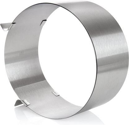 wenco Cake Ring Adjustable 16-30 cm, 8 cm High Stainless Steel Cake Ring, Baking Accessories for Cakes, Heat Resistant up to 180 °C, Rustproof, Silver, Dishwasher Safe