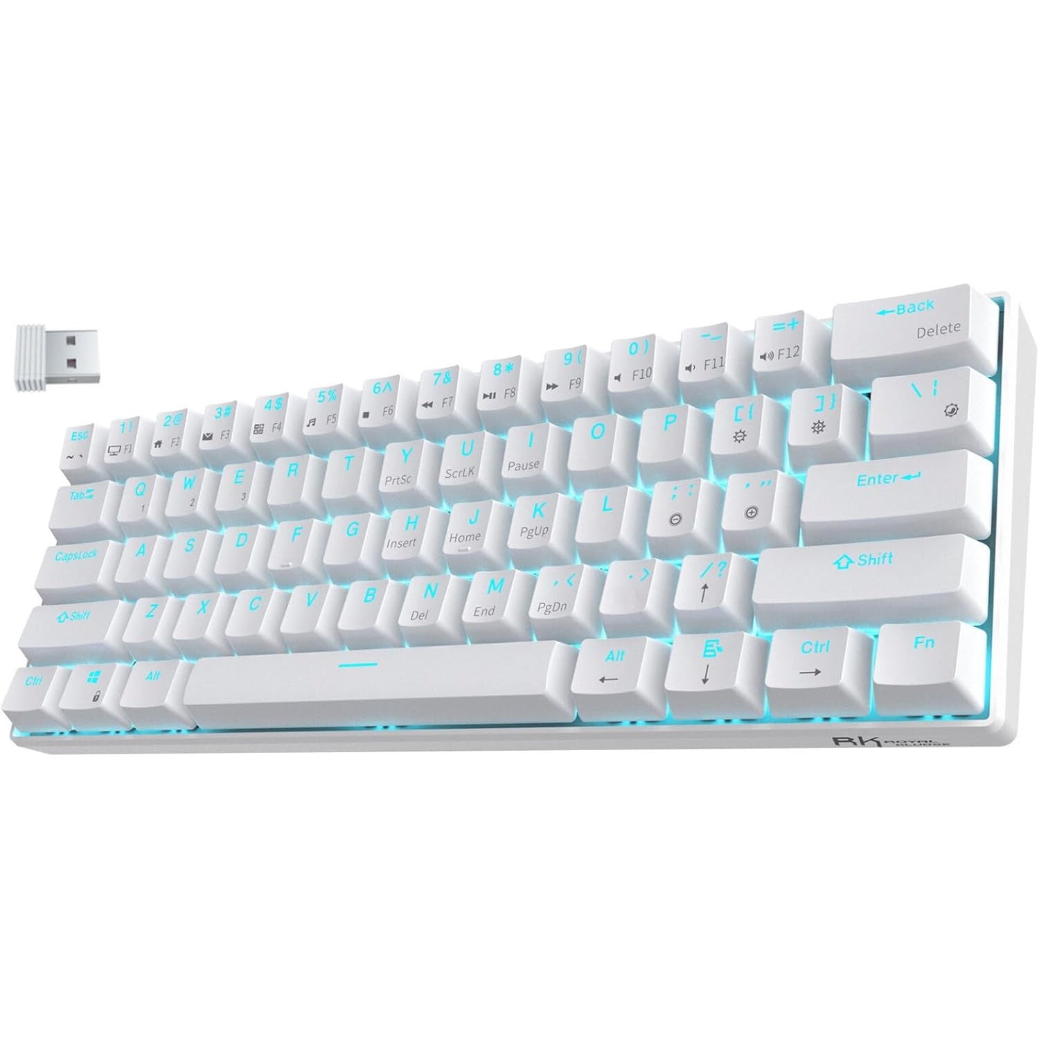 RK61 Wireless 60% Mechanical Gaming Keyboard – Blue Switch – White