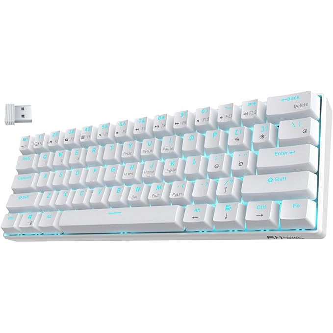 RK61 Wireless 60% Mechanical Gaming Keyboard – Blue Switch – White