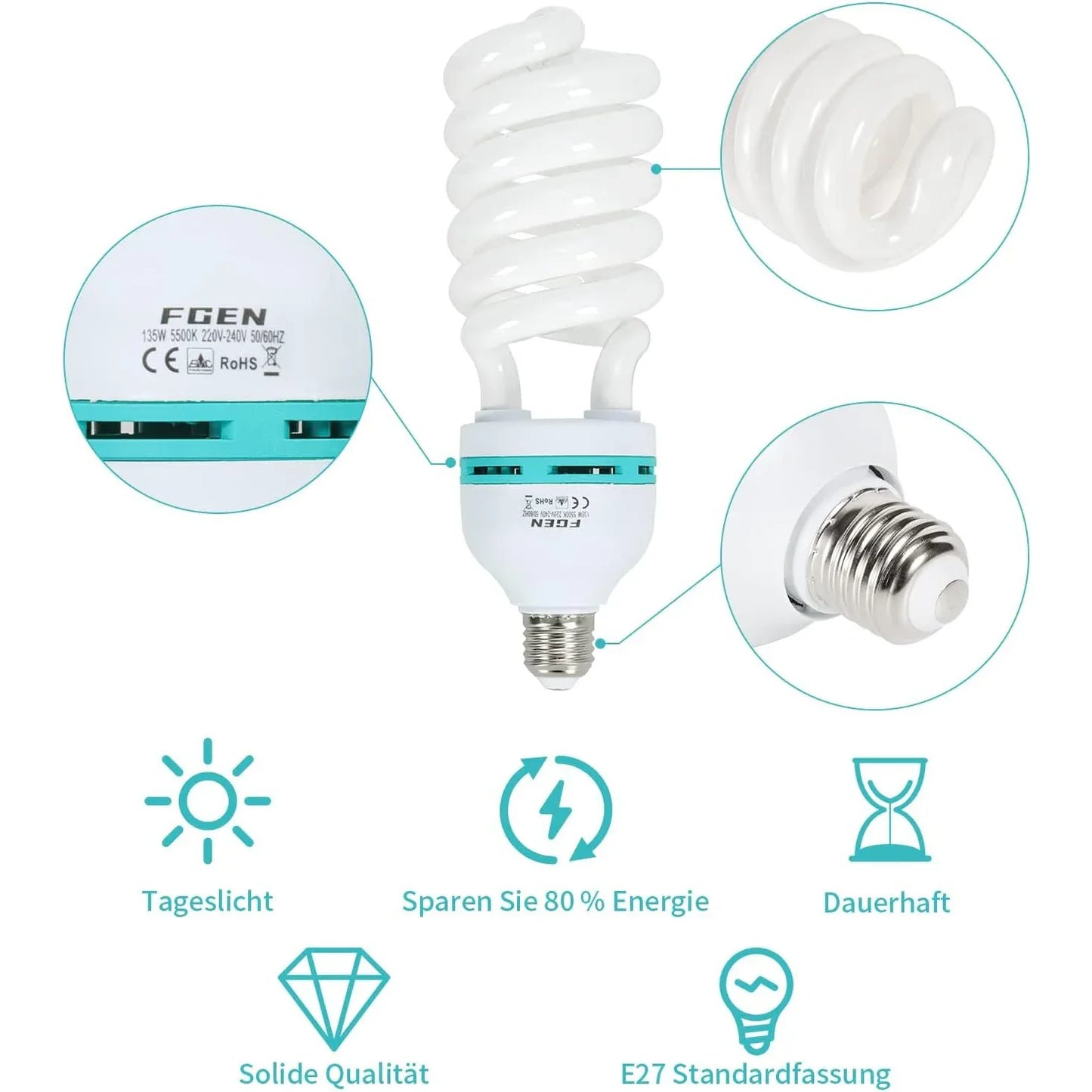 FGen 2x135W CFL Photo Lamp 5500K Studio Lighting - Gomix Brands Outlet