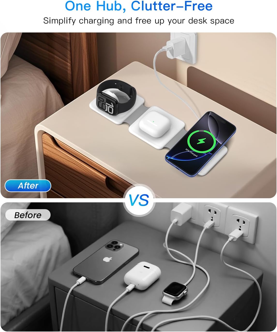 Iseyyox CW340 3-in-1 Foldable Wireless Charging Station