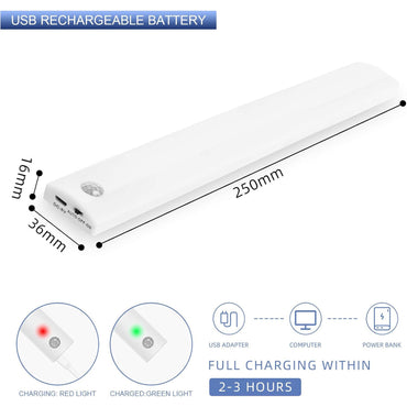 Vicloon 3-Pack 12-LED Motion Sensor Wireless USB Rechargeable Cabinet Lights
