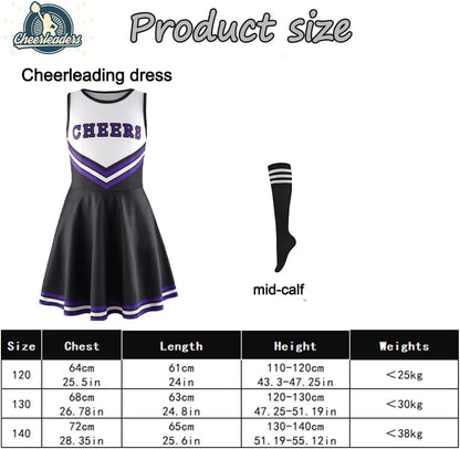 Shengou Kids Cheerleader Costume with Pom‑Poms, Socks & Accessories