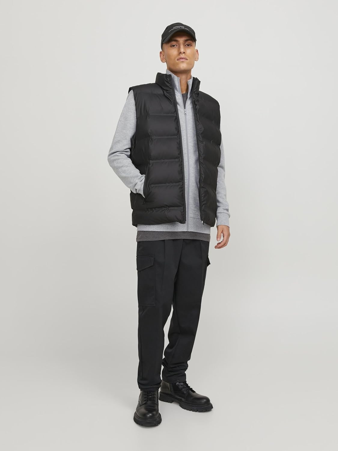 JACK & JONES Men's Zip-Front Sweatshirt with Logo Soft Grey