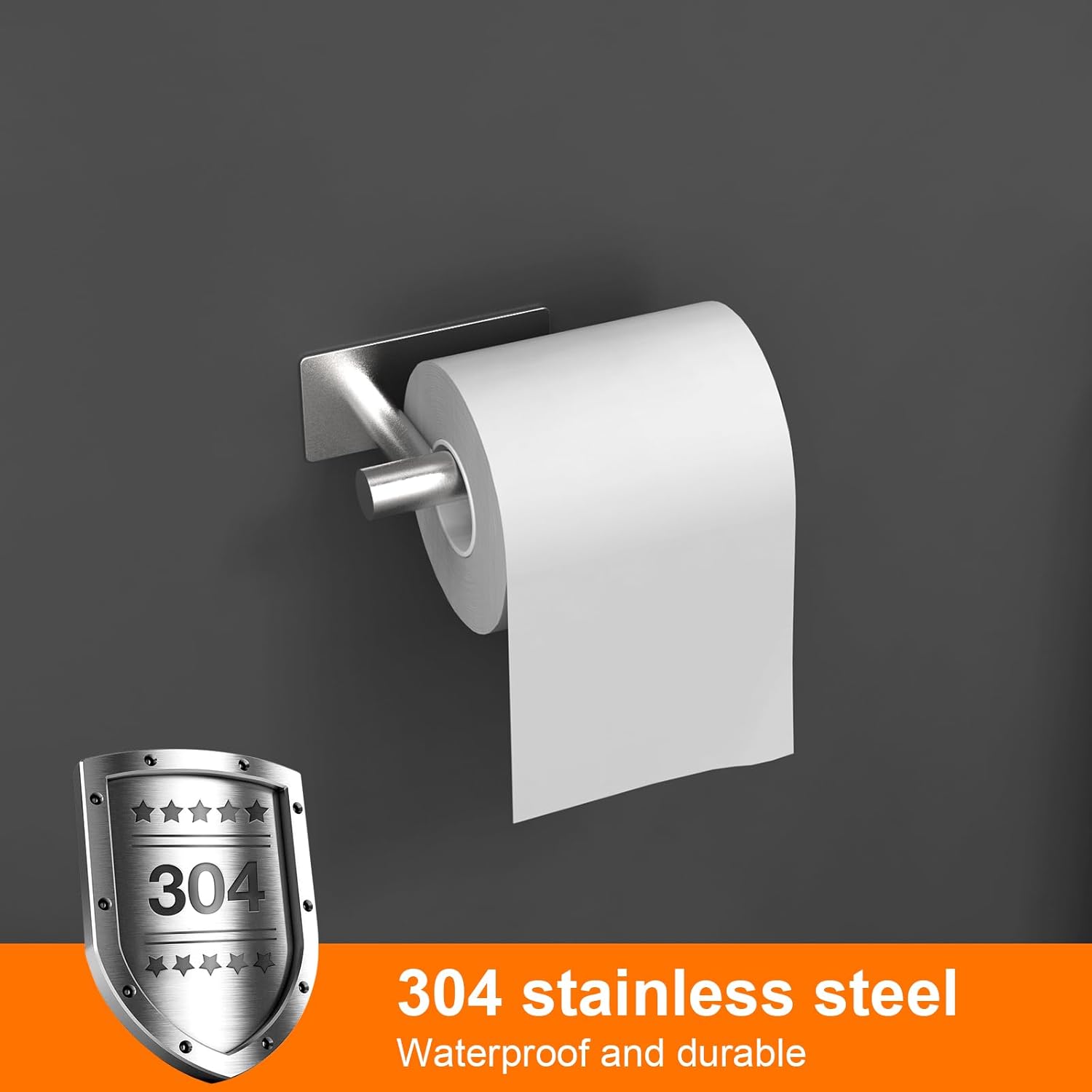 Ibergrif Self-Adhesive Stainless Steel Toilet Paper Holder Grey
