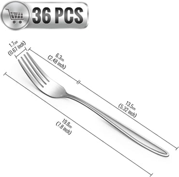 Gymdin 36‑Piece Stainless Steel Dinner Fork Set – Elegant 7.8‑Inch