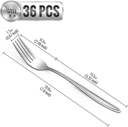 Gymdin 36‑Piece Stainless Steel Dinner Fork Set – Elegant 7.8‑Inch