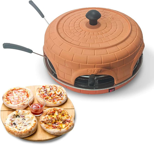 BluMill Electric Pizza Oven with Clay Dome for Even Heat, Spatula, Dough Pan
