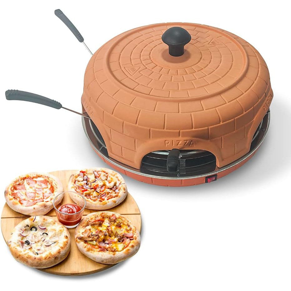 BluMill Electric Pizza Oven with Clay Dome for Even Heat, Spatula, Dough Pan