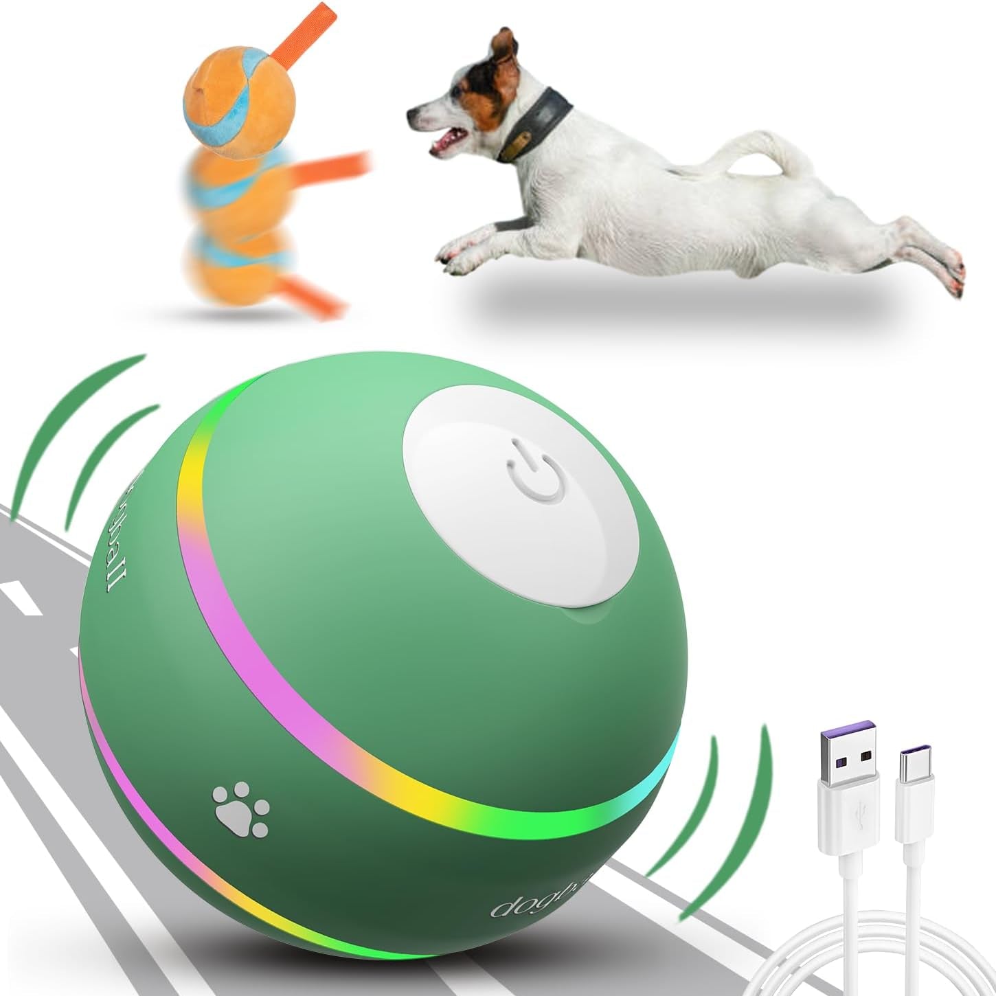 OULUXYLS M04 Interactive Dog Ball Toy Motion Activated Automatic Moving Green
