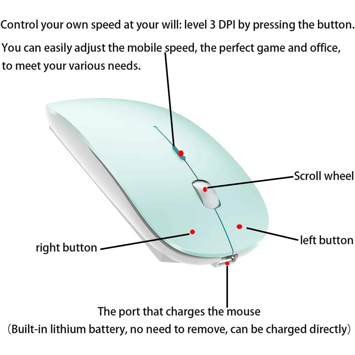 PEIBO Dual-Mode Bluetooth Wireless Mouse with USB‑C Adapter - Gomix Brands Outlet