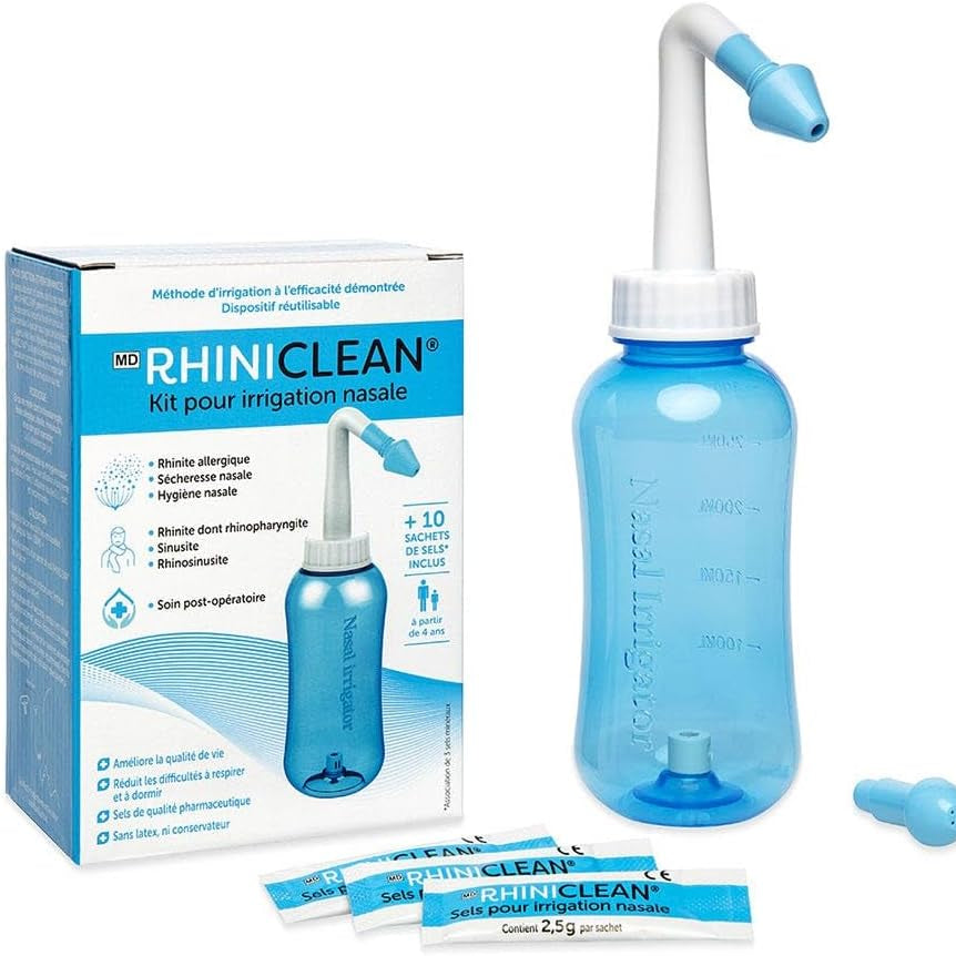 RHINICLEAN Nasal Irrigation Kit with 10 Salt Sachets for Ages