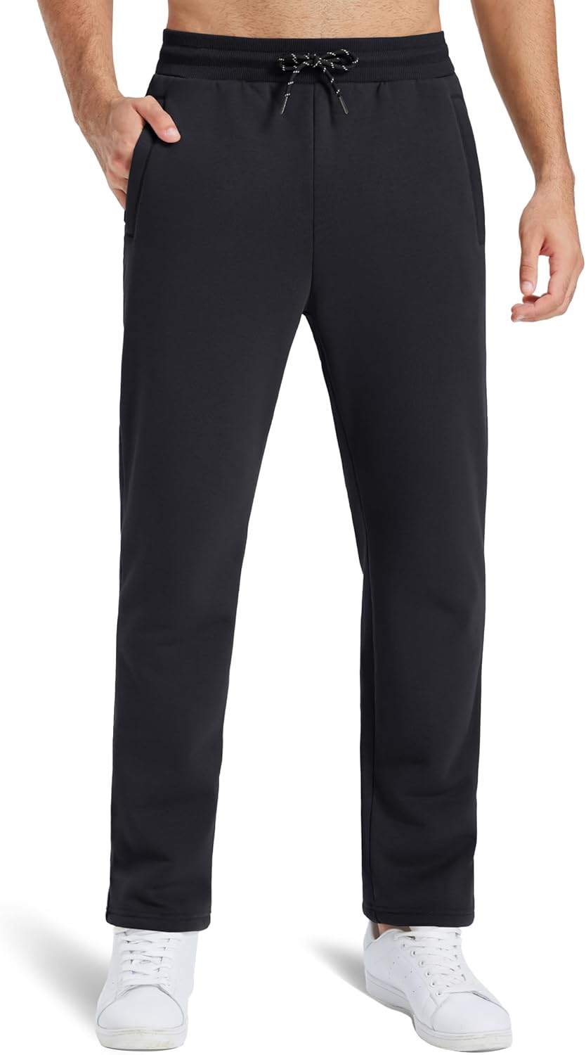 TACVASEN Men's Sherpa Lined Winter Warm Thermal Fleece Jogging Sweatpants with Pockets
