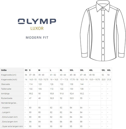 Olymp Luxor Men's Business Shirt, Long Sleeves, Plain, Modern Fit, Global Kent Collar