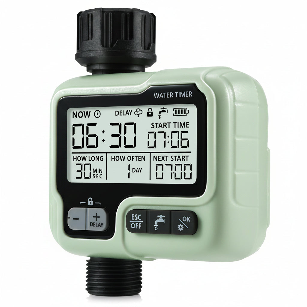CROSOFMI HCT-322 Watering Timer Programmable Garden Hose Faucet with Rain Delay