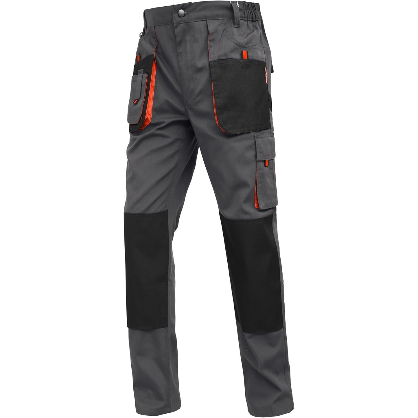 WORK IDEA Men's Oxford Canvas Multi-Pocket Work Pants – Heavy-Duty