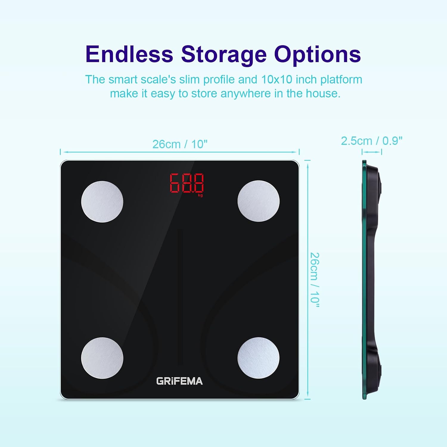 GRIFEMA GA2001 Digital Bathroom Scale with Bluetooth - Black