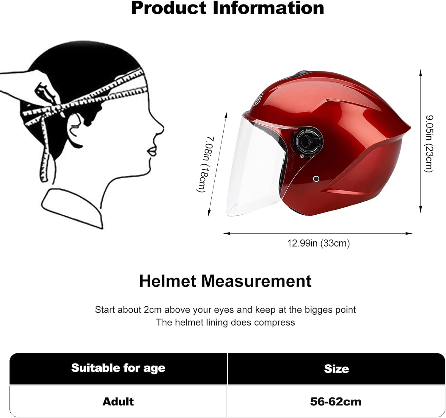 LIONCIANO David 021 Adult Half-Open Motorcycle Helmet with Goggles