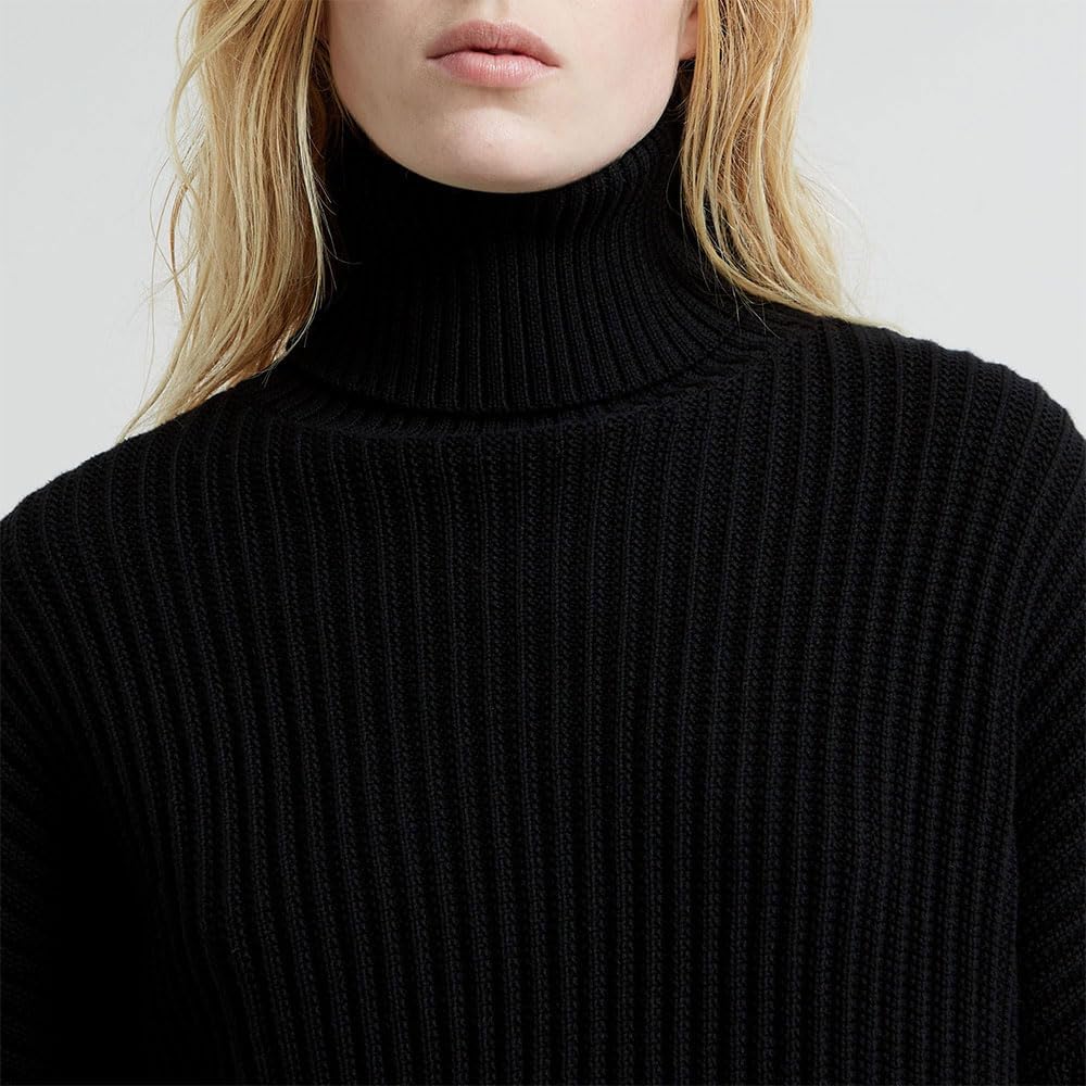 G-STAR Women's Loose Turtle Knit Sweater, Cozy Ribbed Collar