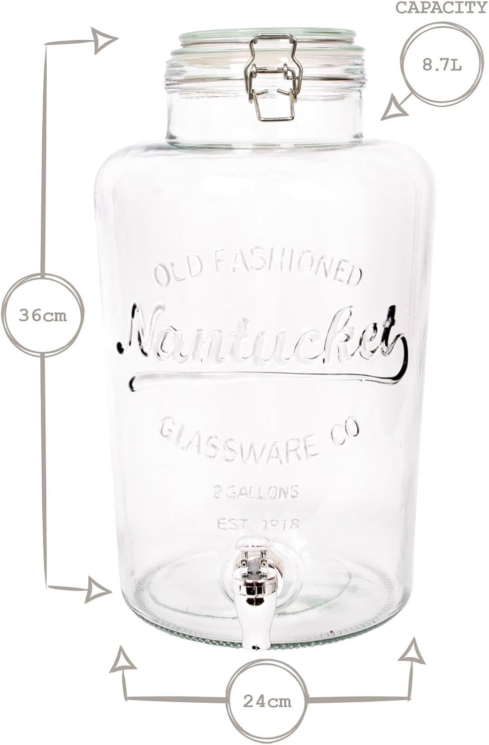 Rink Drink 8.7L Glass Drinks Dispenser with Chrome Tap