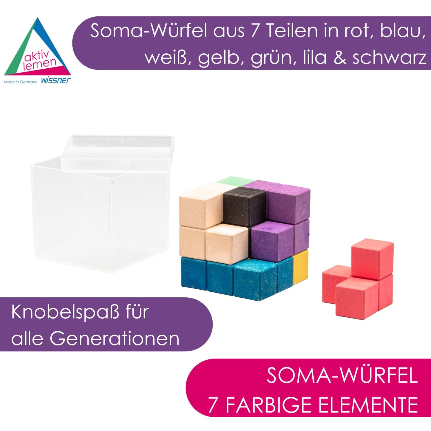 WISSNER Multi-Color 7cm Soma Cube Educational Puzzle for Kids