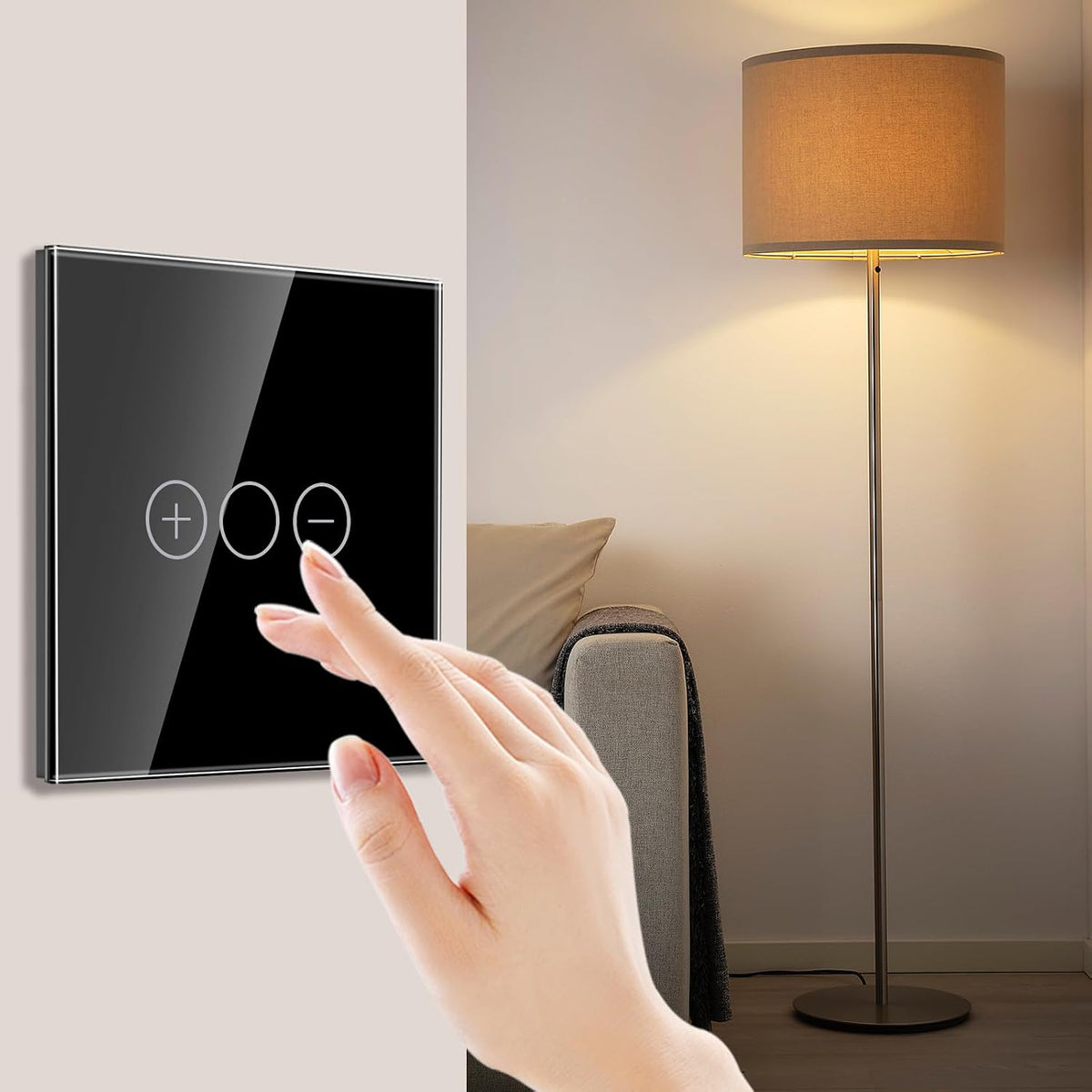 JIMEIDA Grey Touch Dimmer Switch for LED Lights – 86mm