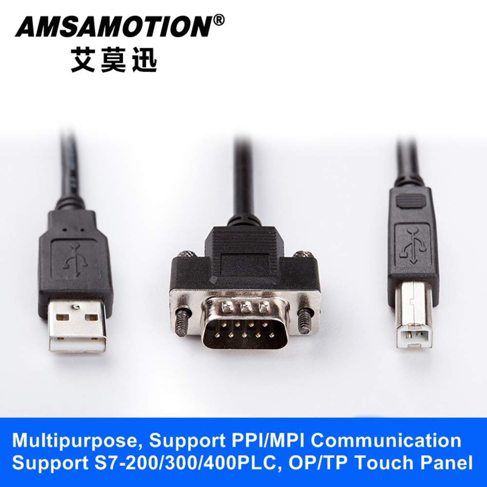AMSAMOTION USB-MPI PLC Programming Cable for Siemens S7-200/300/400 Series