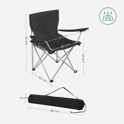 SONGMICS Portable Folding Camping Chair Set with Armrests