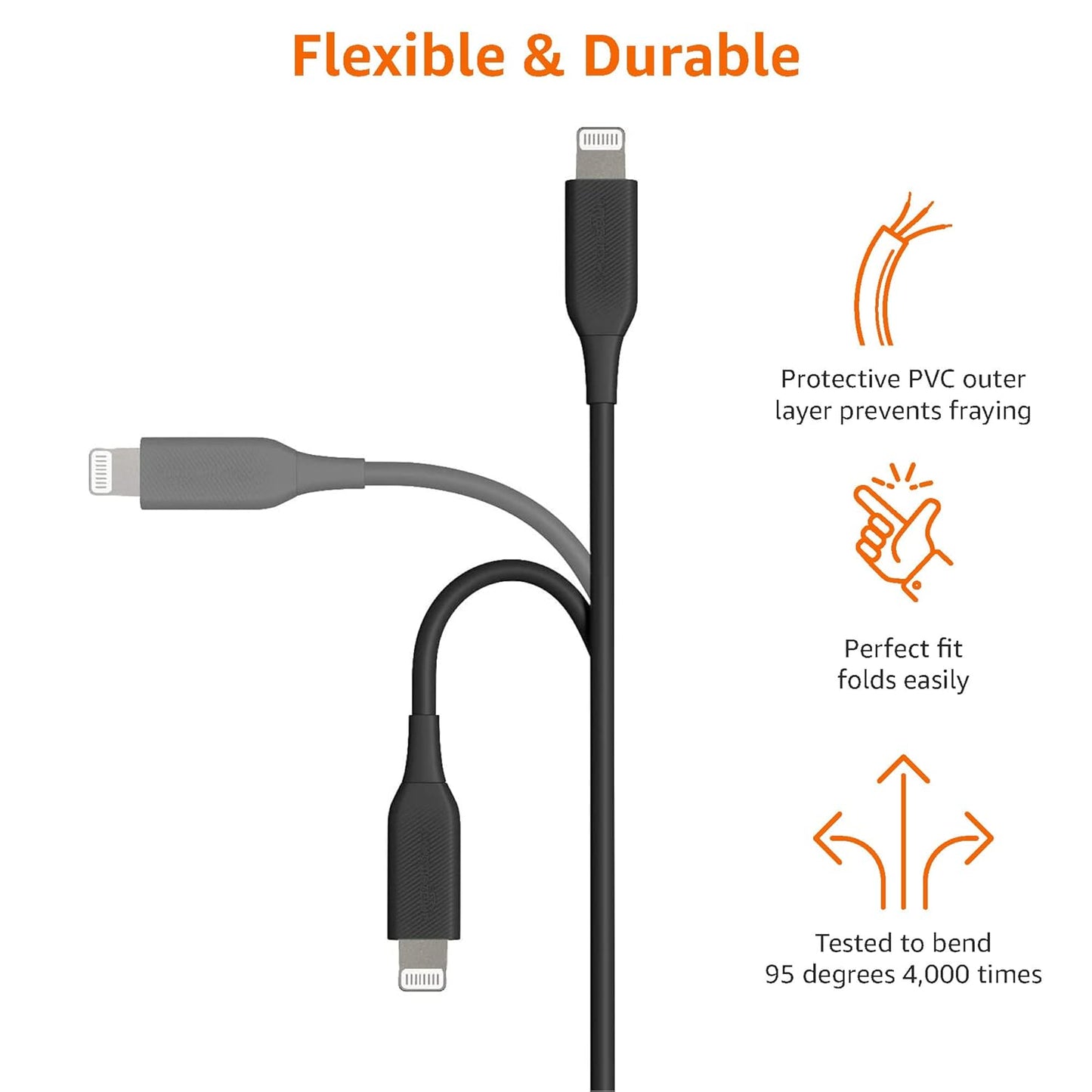 Amazon Basics USB-C to Lightning Cable MFi Certified Fast Charging Durable 1.8 m Black