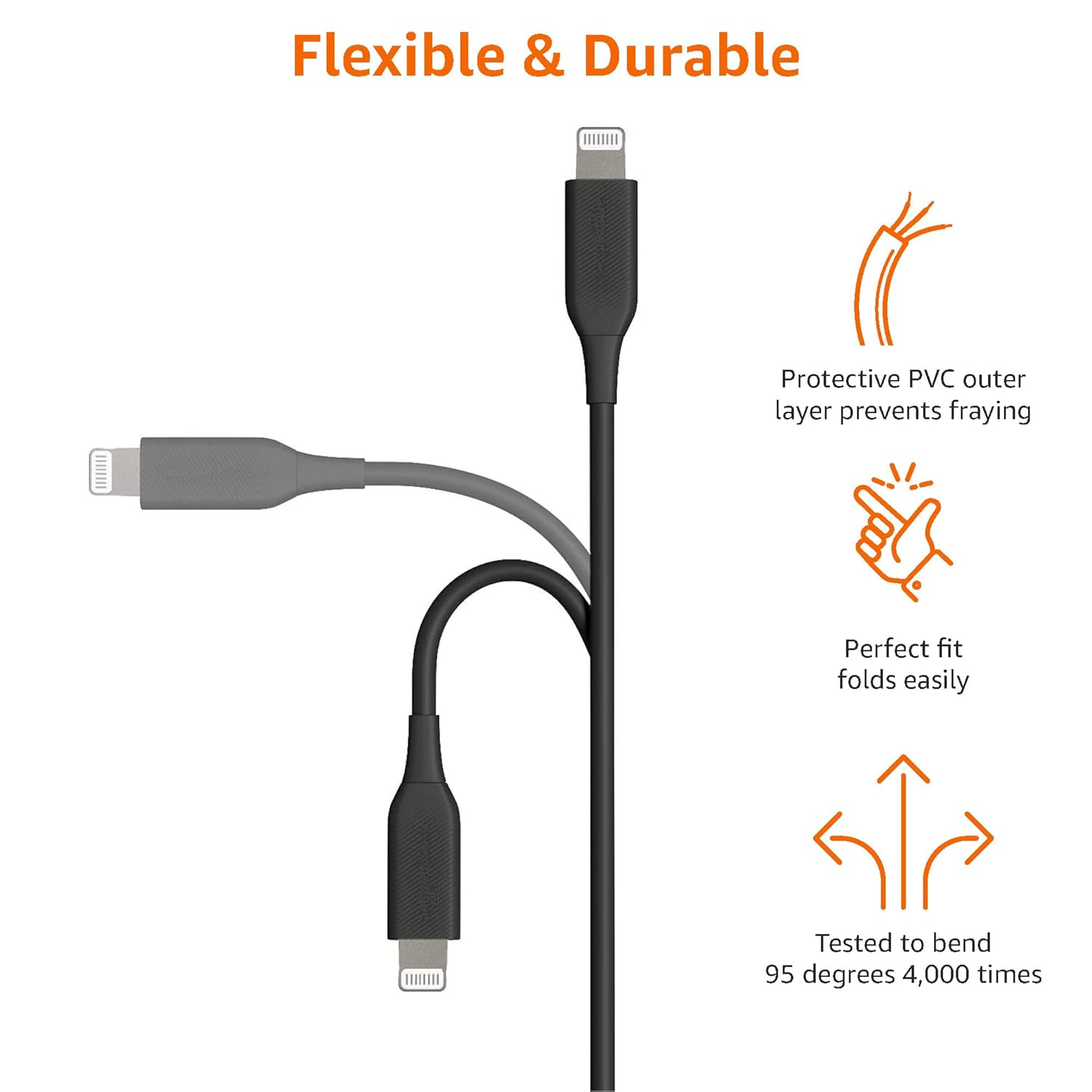 Amazon Basics USB-C to Lightning Cable MFi Certified Fast Charging Durable 1.8 m Black