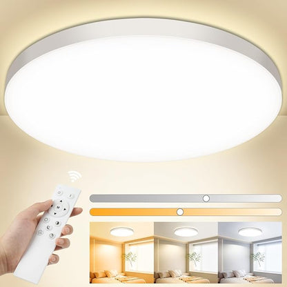 OUILA Dimmable LED Ceiling Light 24W with Remote Control 3000K-6500K IP44 Waterproof Ø28cm 2000LM Modern Ceiling Lamp for Bedroom Kitchen Living Room