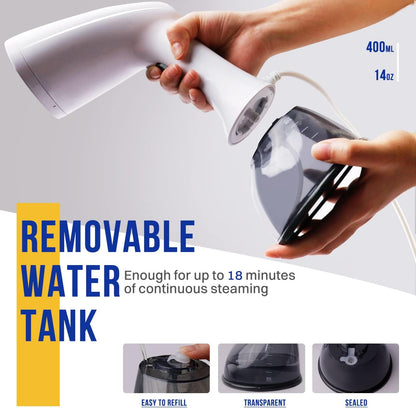 Rolipo Portable Garment Steamer with 400ml Water Tank, 2000W Power