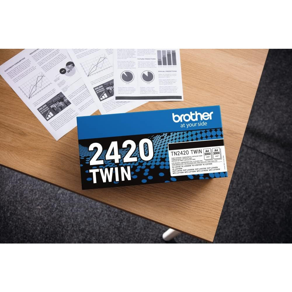 Brother TN-2420TWIN Black Twin Pack High-Yield Toner Cartridge 2,000 Pages