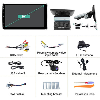 Pyniro 10-Inch Android 13 Single DIN Car Stereo with Bluetooth