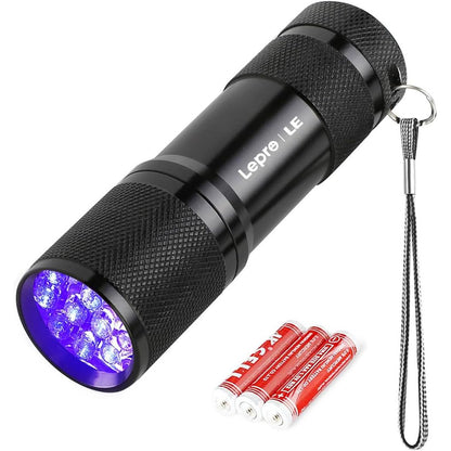 Lepro LE UV Torch 9 LED 395nm Ultraviolet Flashlight Blacklight Detector for Pet Urine Stain Bed Bugs