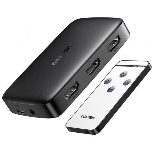 UGREEN 4K UHD HDMI Switcher Splitter: 3-in-1 Output Hub with Remote Control