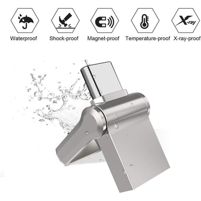 KOOTION 128GB Waterproof USB‑C Flash Drive with Keyring for Android