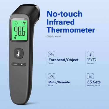 Viproud No‑Touch Forehead Thermometer – Fast 1‑Second Read, Black
