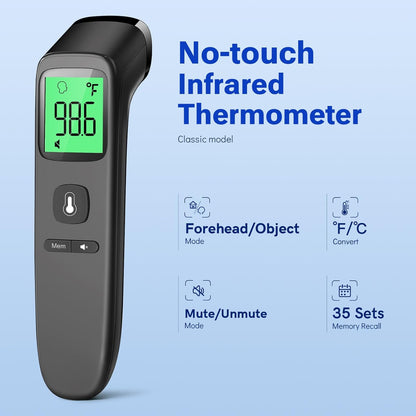 Viproud No‑Touch Forehead Thermometer – Fast 1‑Second Read, Black