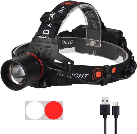 WINDFIRE Rechargeable 2-in-1 White Red Headlamp with Zoom