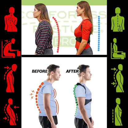 Posture Pro Unisex Back Support Belt with Adjustable Straps for Pain Relief - Gomix Brands Outlet