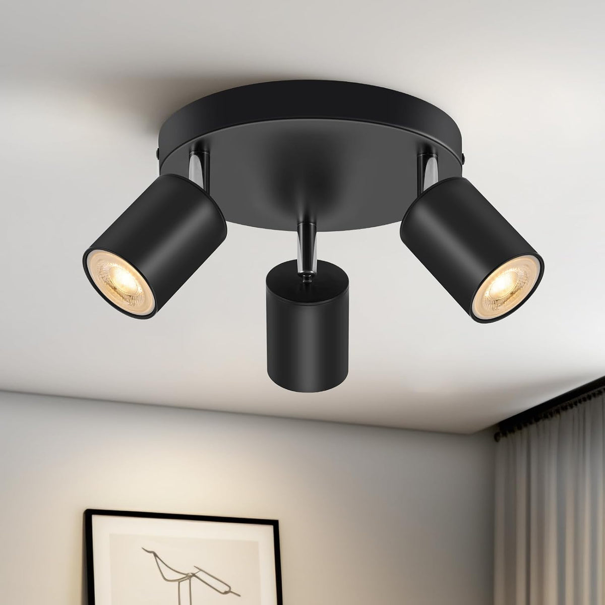 Schiele 60466001 3-Bulb Round GU10 Ceiling Spotlight Black